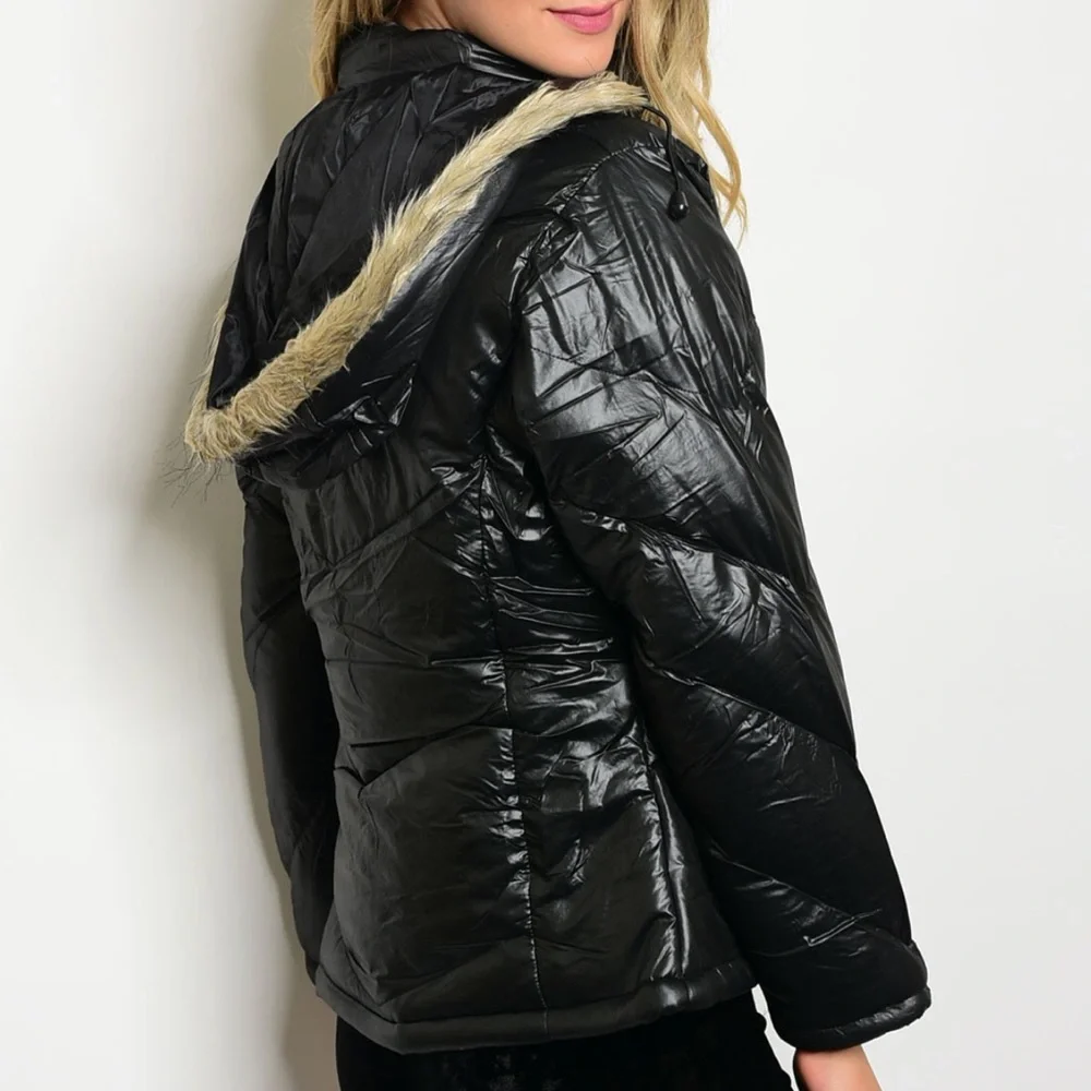 Black Hooded Puffer Jacket - Picture 9 of 9